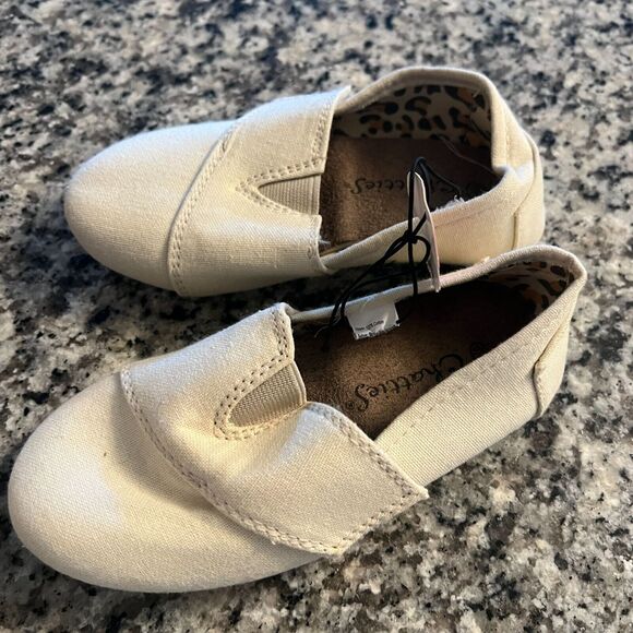 Chatties Toddler Girls Sz 9/10 Slip On Ballet Flats Shoes Canvas Ivory - Picture 4 of 5